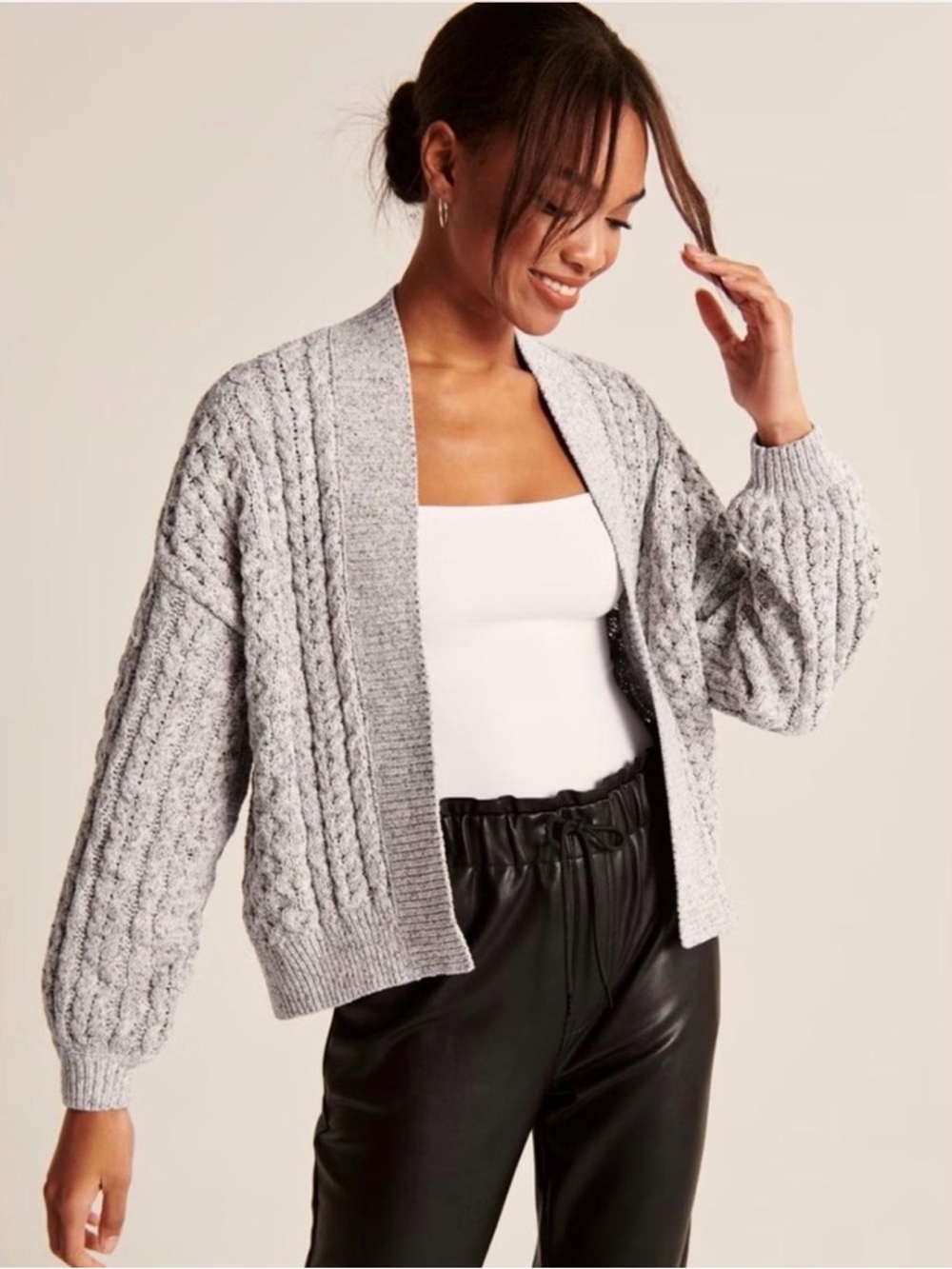 Abercrombie Grey Cable Knit Cardigan